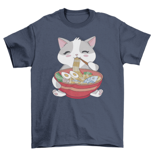 Cat animal eating ramen t-shirt - Big J's Showstoppin' Store